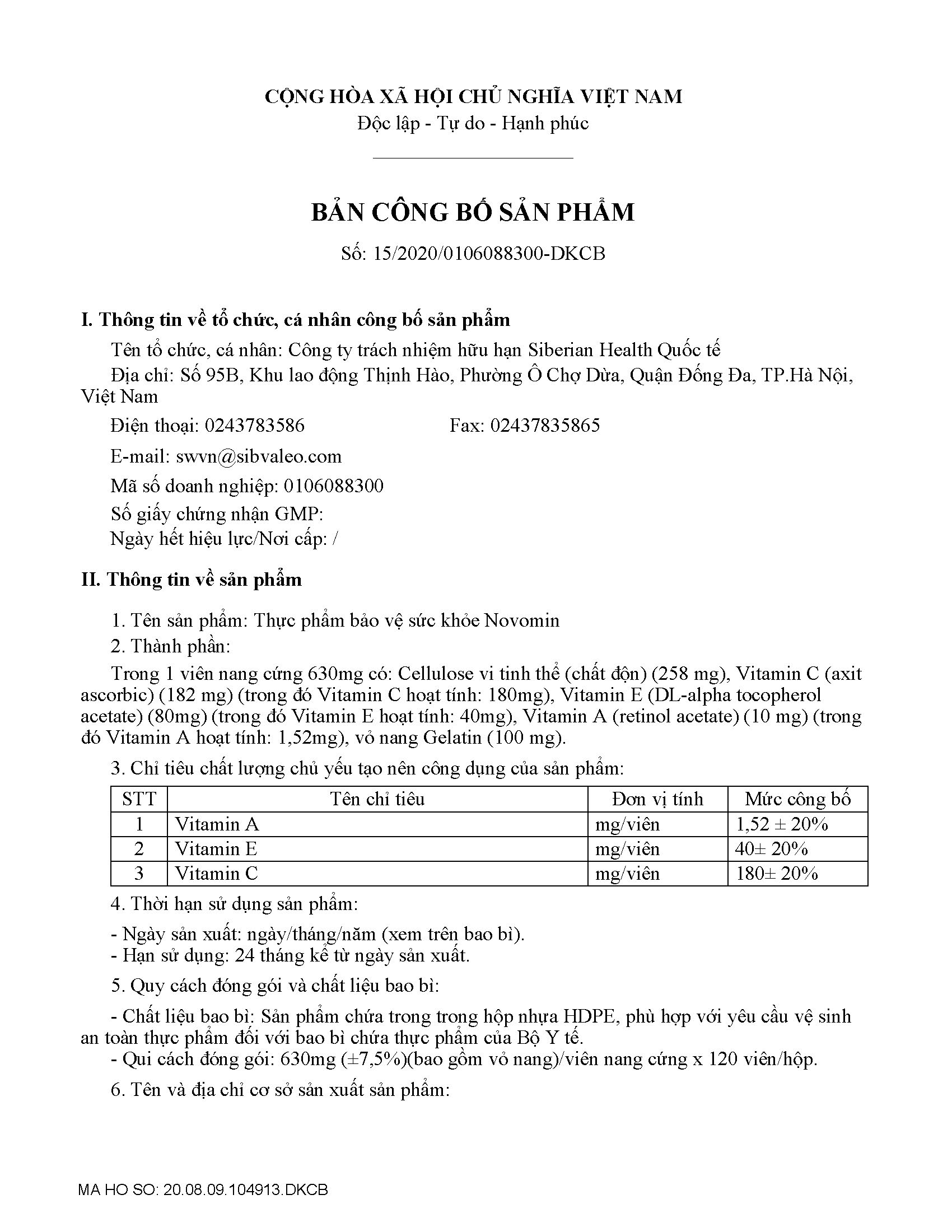 [Rẻ vô địch] Thực phẩm bảo vệ sức khỏe Siberi Novomin – 120 viên – Date T2/2023 | BigBuy360 - bigbuy360.vn