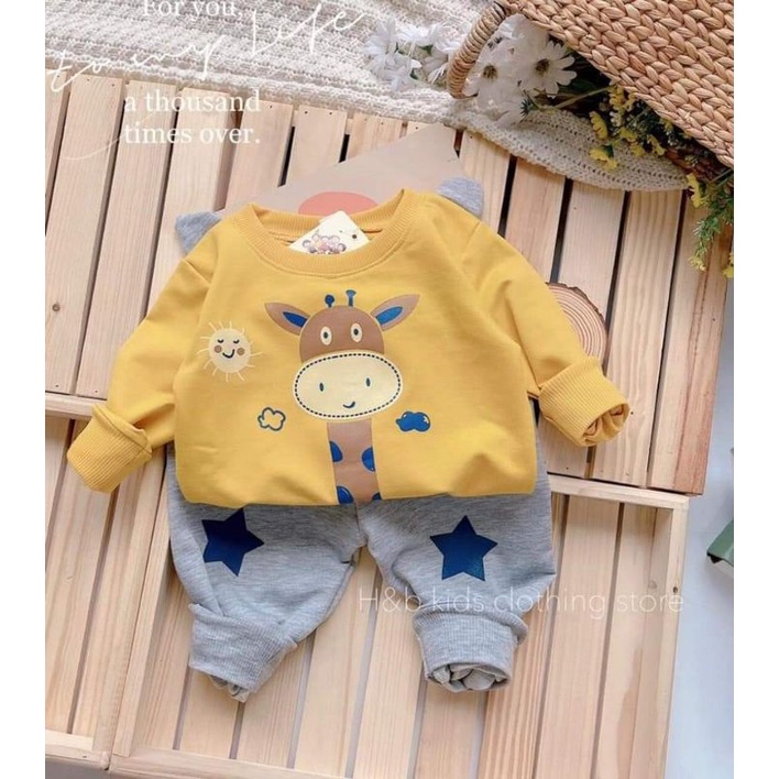 Bộ nỉ bé trai. bé gái. bộ thu đông. rập giấy.không phải quần áo