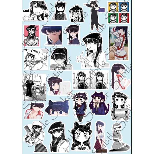 - Set 10/15/30/60  Sticker Komi / Komi-san wa anime Komi không thể giao tiếp dán trang trí