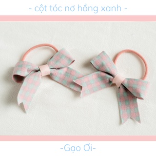 Set cột tóc bé gái caro phong cách Hàn Quốc