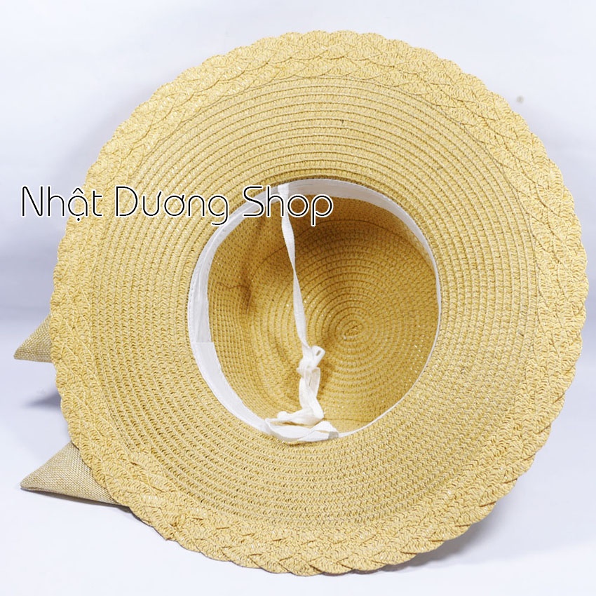 [ FREESHIP ] Mũ cói NƠ TO vành rộng 10 cm, vòng đầu 57 cm - chất liệu vải cói đẹp thích hợp cho chị em phụ nữ