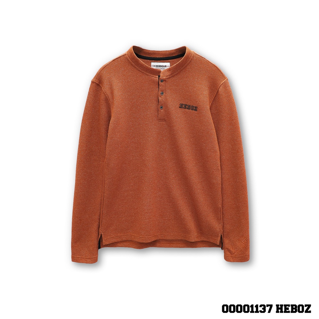 Áo henley dài tay waffle Heboz 4M, chất vải waffle co dãn thoáng mát - 00001137