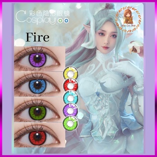 [Có sẵn] kính áp tròng lens cosplay tia fire màu xanh lá xanh dương tím vàng đỏ xám 0 độ