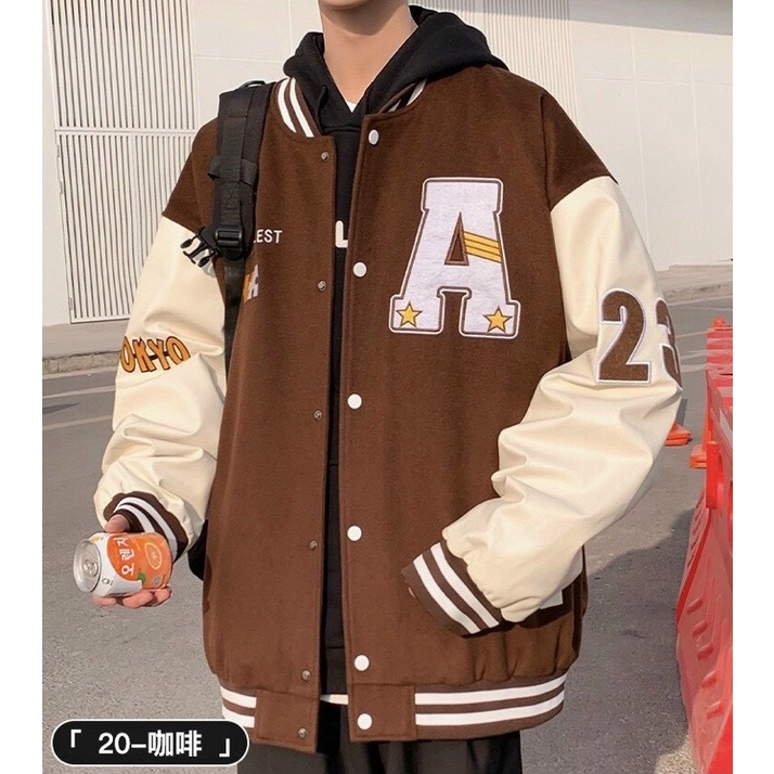 Áo VARSITY JACKET BOMBER NỈ CHỮ A - Áo khoác nỉ PE lót bông thích hợp mặc cả Nam và Nữ