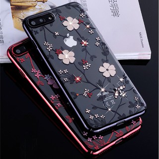 Ốp lưng điện thoại IPhone 7Plus | 8Plus Pha lê Hoa đào - Hãng Kavaro