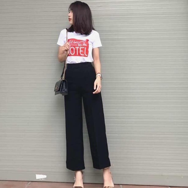 Quần Culottes dài khóa sườn siêu sang hàng VNXK, ống suông may kỹ