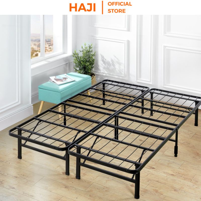 Giường đơn gấp gọn thông minh tiết kiệm diện tích, Giường văn phòng thu gọn HAJI khung sắt chịu lực tốt chống gỉ cực bền