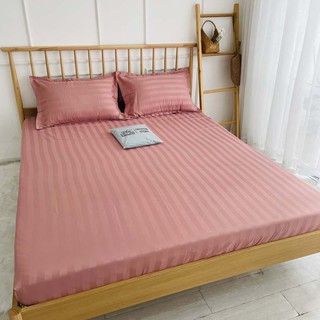 Bộ ga giường cotton LIDACO kẻ sọc 3f chuyên dùng cho khách sạn đủ 9 màu miễn phí bo chun