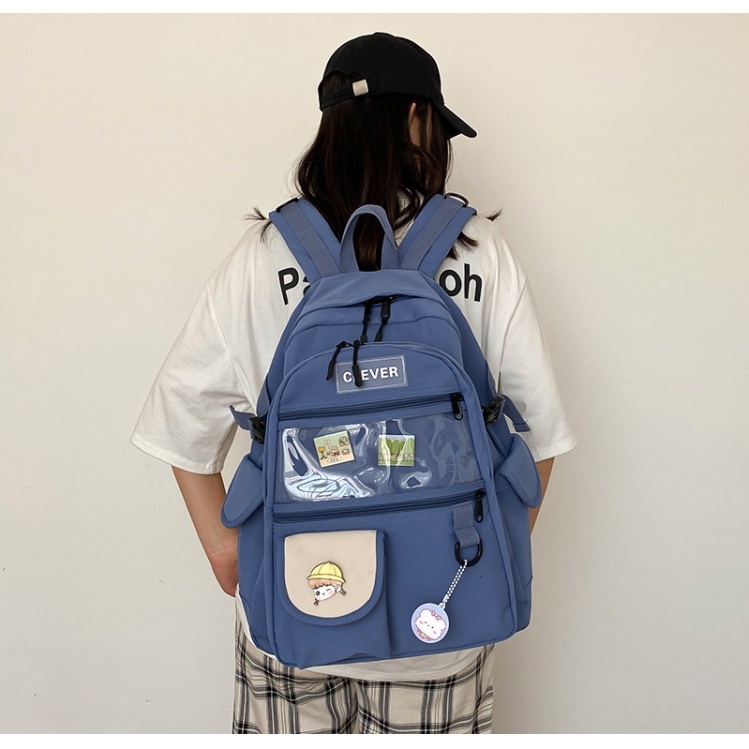 Balo unisex nam nữ đi học đi chơi thời trang hàn quốc ulzzang dễ thương kèm phụ kiện 479