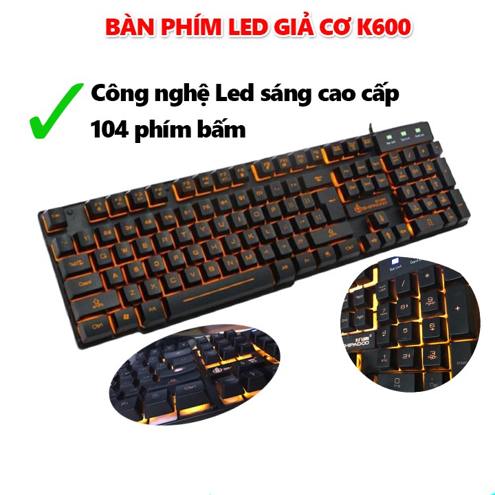 Bàn phím giả cơ K900 hàng nhập khẩu, Bàn phím máy tính có nhiều LED, Phím nhạy, Bảo hành chính hãng