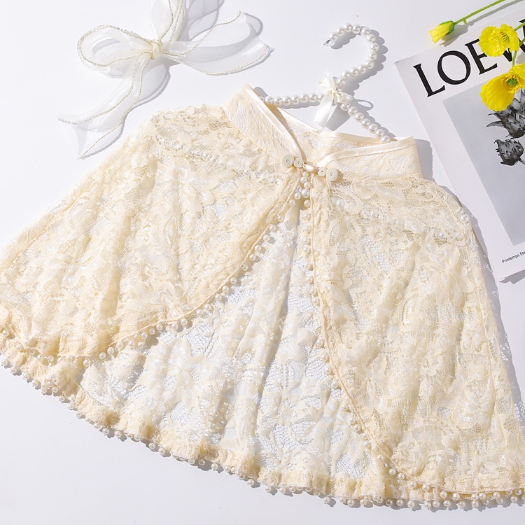 Áo Choàng Ren Mỏng Màu Đỏ / Đen Sang Trọng Cho Cô Dâu