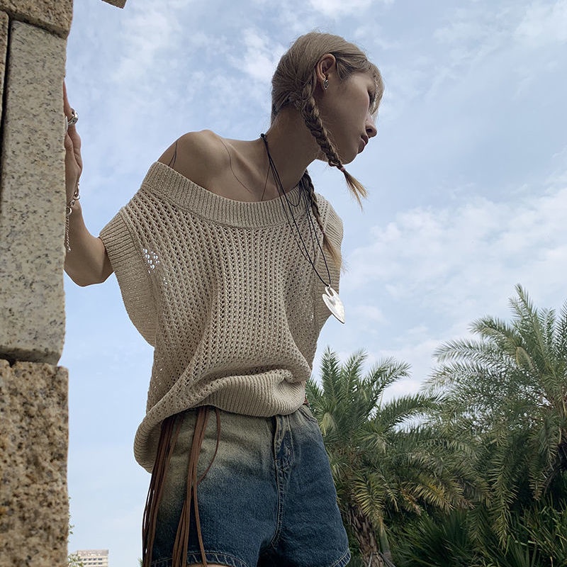 ❁☋◊Áo Không Tay Dáng Rộng Thiết Kế Rỗng Thời Trang Mùa Hè Hàn Quốc Hàng Mới Dành Cho Bạn Nữ