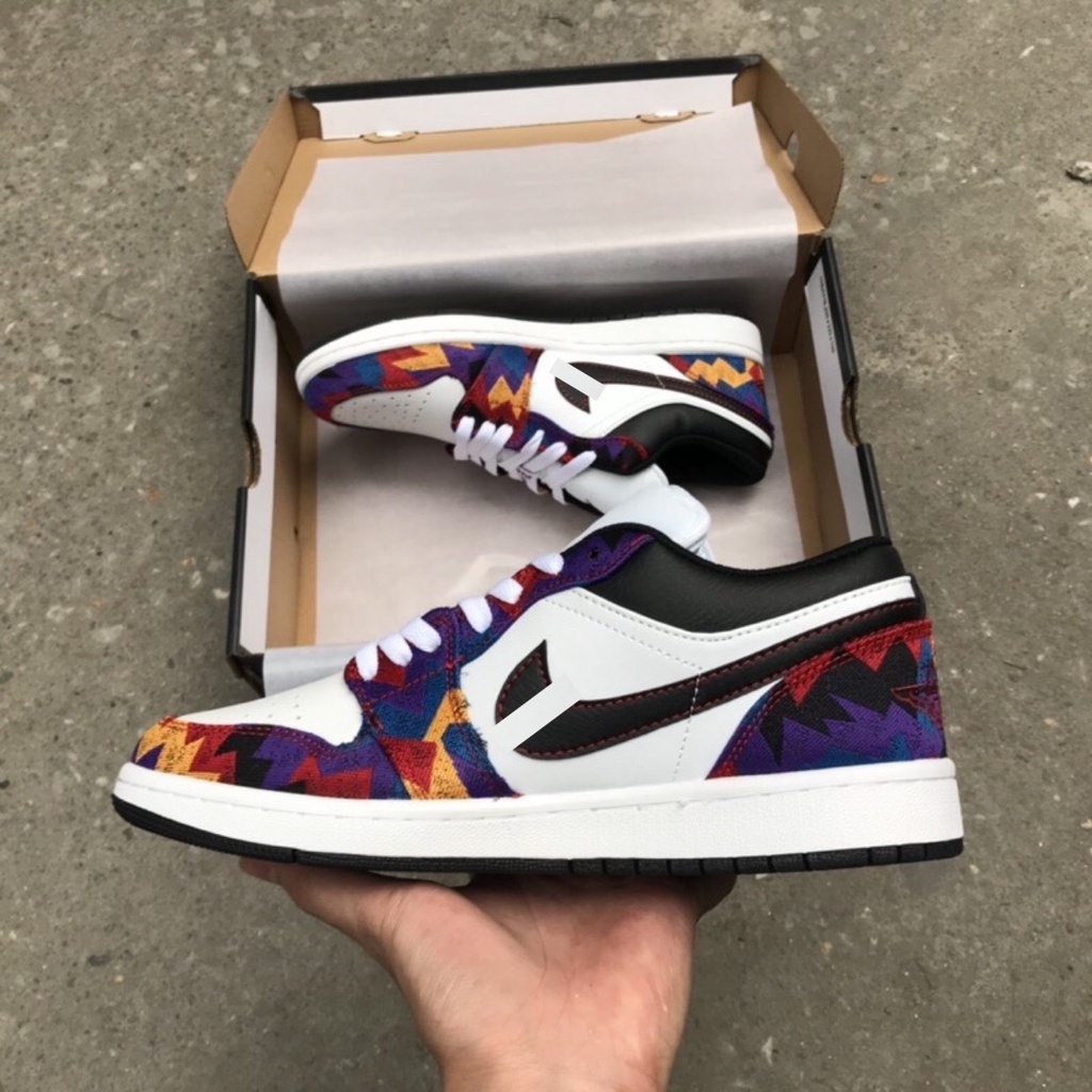 HoPi | Giày sneaker Jordan 1 low thổ cẩm - full box bill.