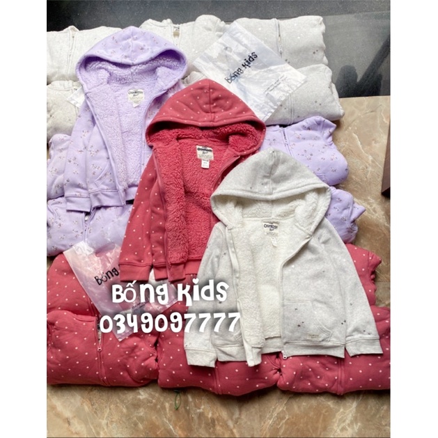 Áo Khoác Hoodie Bé Gái Lót Cừu OSH