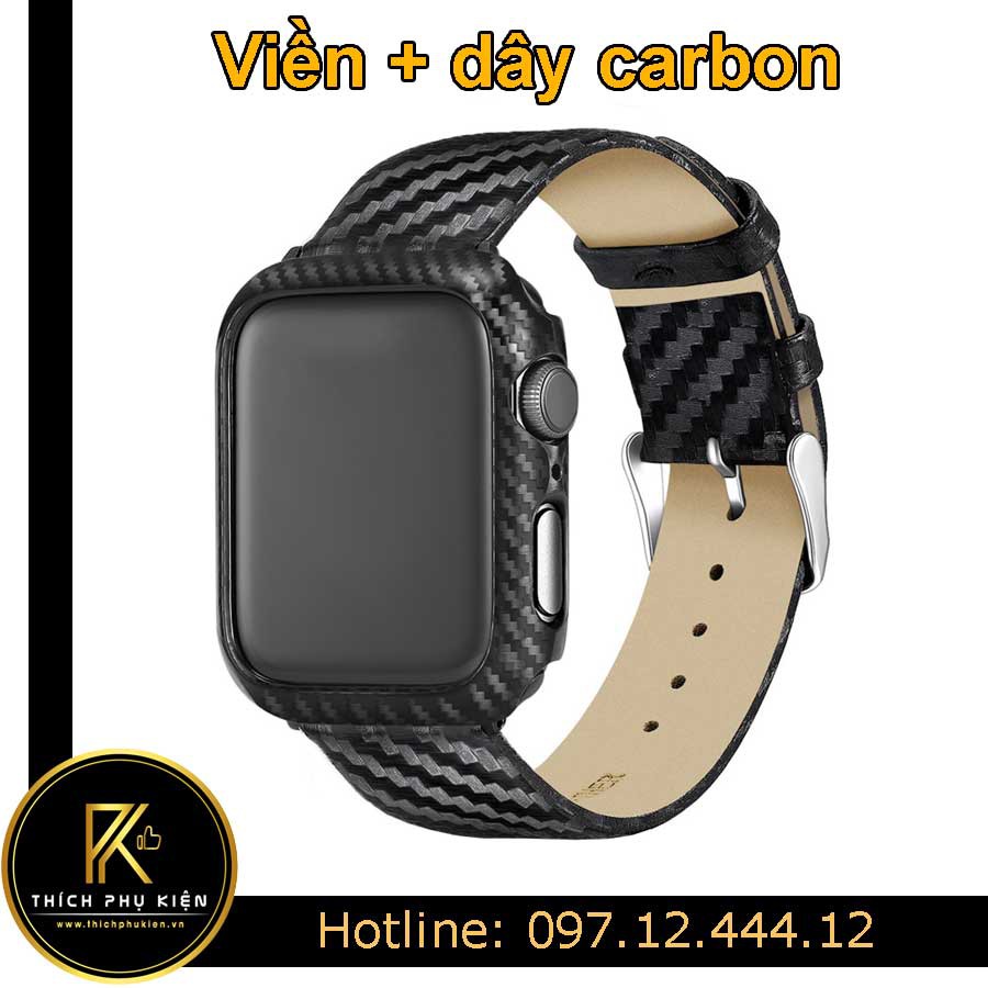 Ốp Viền - Dây Đeo Da Carbon Apple Watch