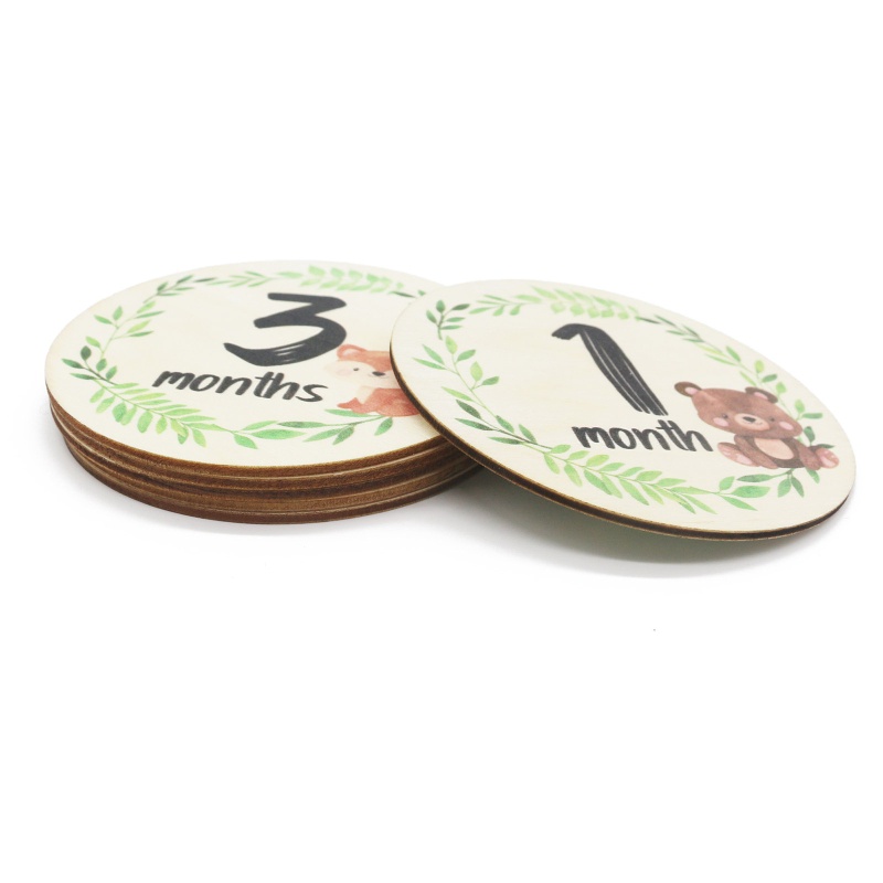 Set 6 Tấm Thẻ Đánh Dấu Cột Mốc Tháng In Họa Tiết Động Vật Hoạt Hình Cho Bé