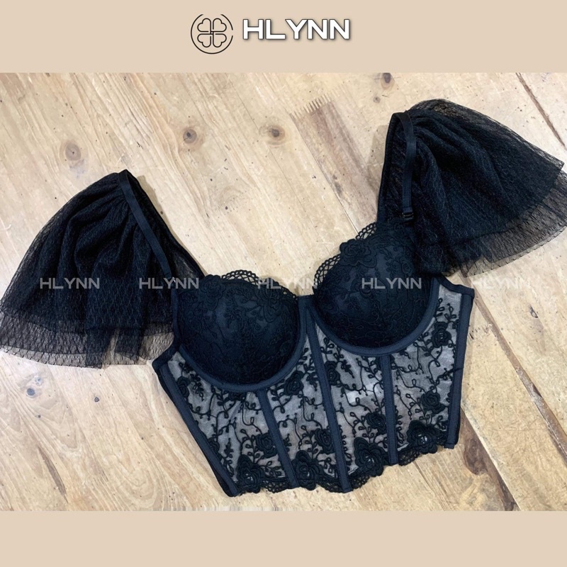 Áo corset ren hoa nổi tay cánh  tiên M182