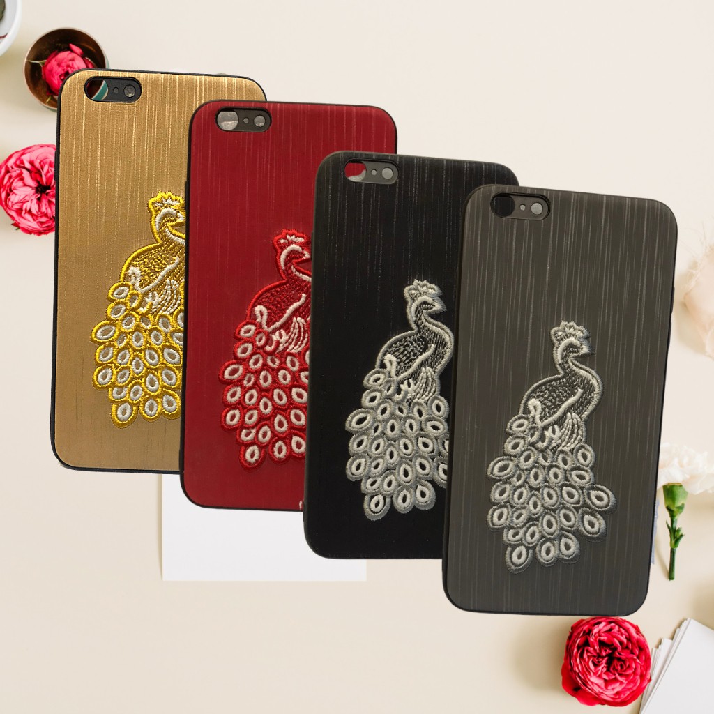 Ốp lưng viền dẻo thêu hình con công iPhone 6 Plus