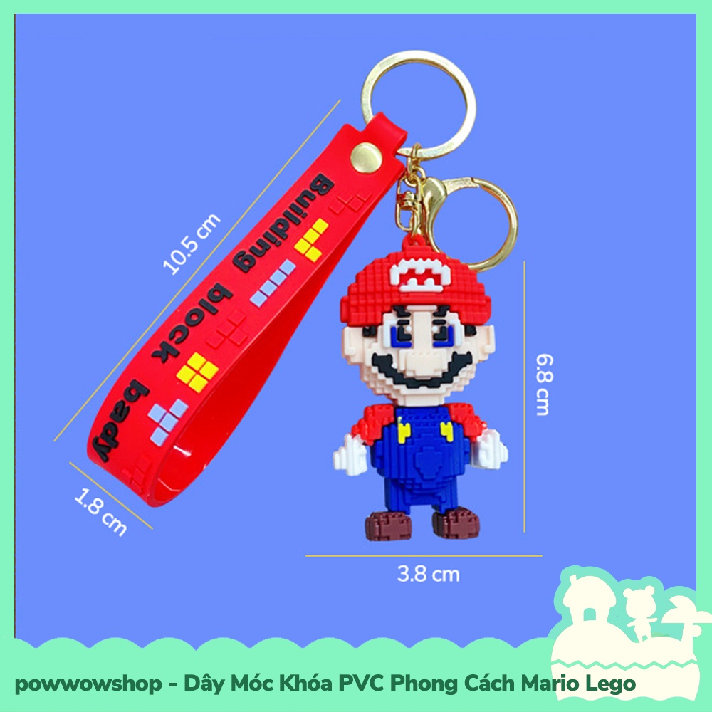 [Sẵn VN - Hỏa Tốc] Dây Móc Khóa PVC Kiểu Dáng Nhân Vật Game Super Mario Phong Cách Lego