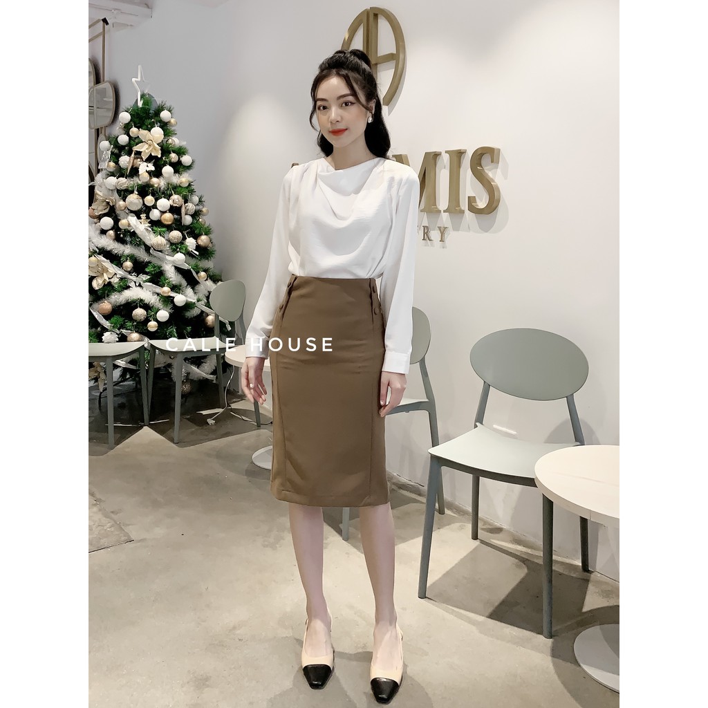 Chân Váy Bút Chì Cúc Bọc 2 Bên Thương Hiệu thời Trang Công Sở CV29 | BigBuy360 - bigbuy360.vn