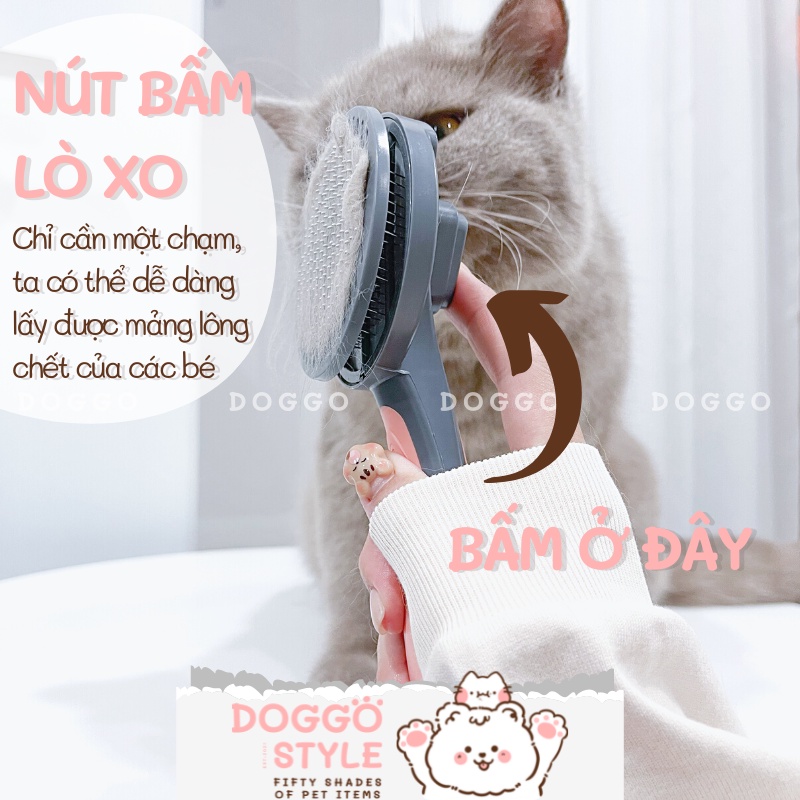 Lược Chải Lông Cho Chó Mèo Có Nút Bấm Gạt Lông DOGGOSTYLE Tay Cầm Cao Su Giúp Mượt Lông Chống Rối Cho Thú Cưng