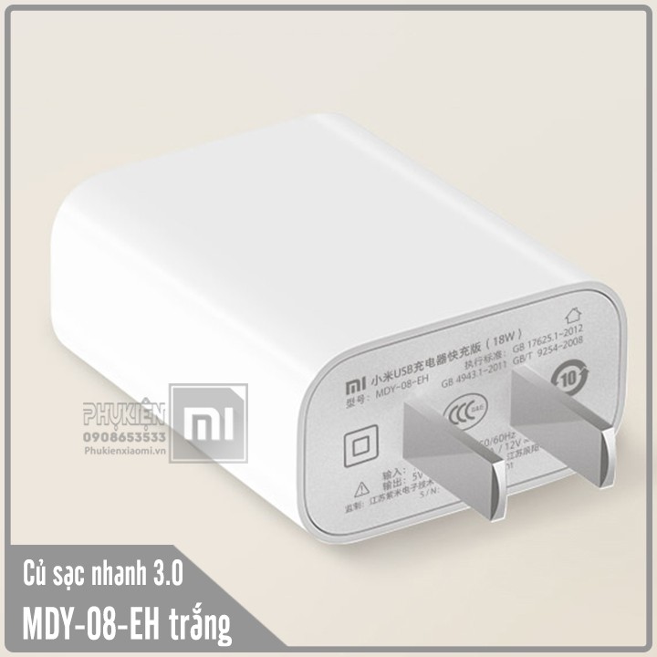 FREESHIP ĐƠN 99K_Củ sạc Xiaomi MDY-08-EH màu trắng Quick Charge 3.0