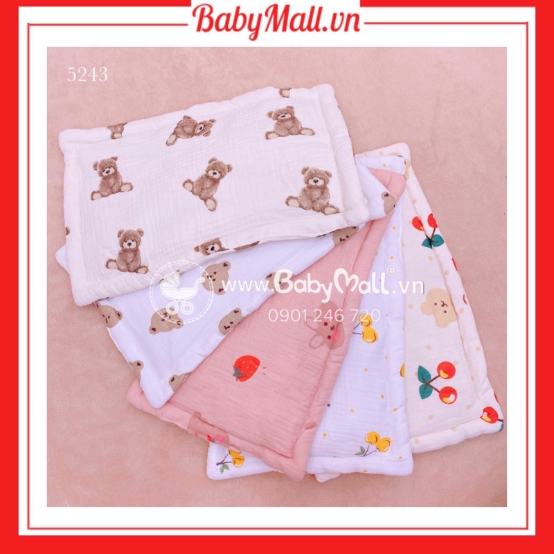 Gối nằm mỏng BOBA Muslin chất xô mềm mát dành cho bé sơ sinh 5243