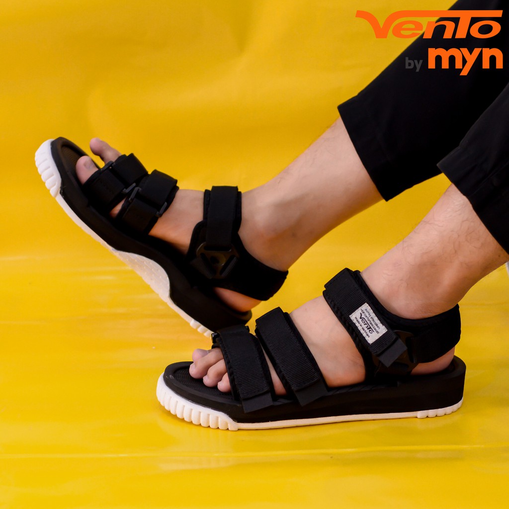 [Freeship] Sandal Vento Unisex NV9801 Đen trắng - thiết kế 3 quai - đế công nghệ IP