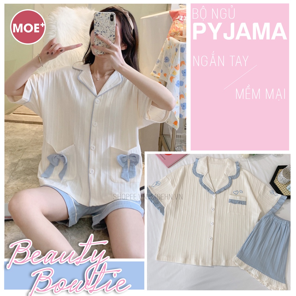 Bộ Ngủ Pyjama Cotton Nữ Tính Ngắn Tay | BigBuy360 - bigbuy360.vn