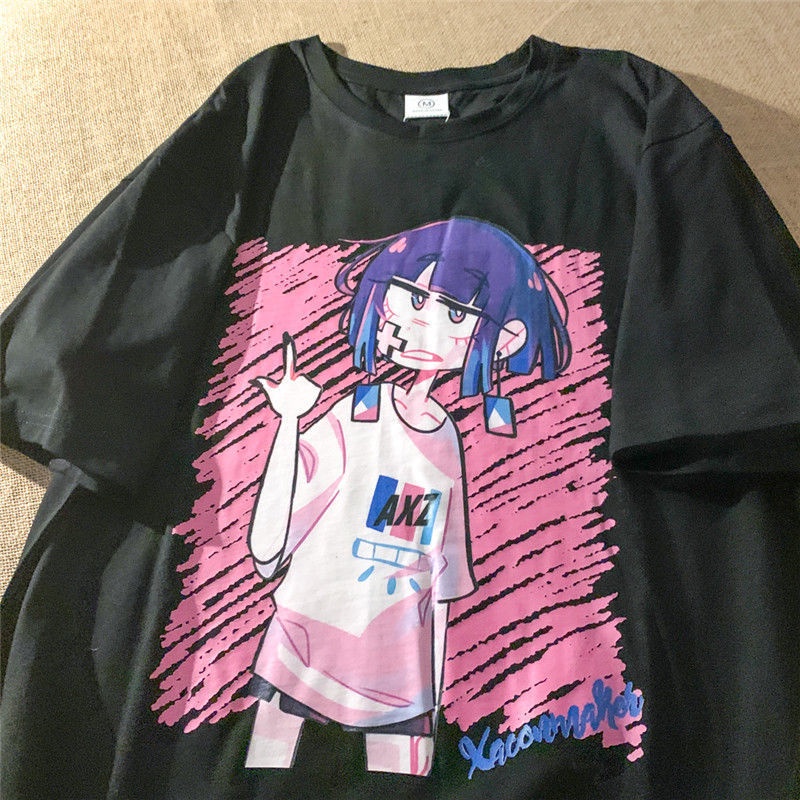 Áo Thun Ngắn Tay In Họa Tiết Retro Cá Tính Theo Phong Cách Đường Phố