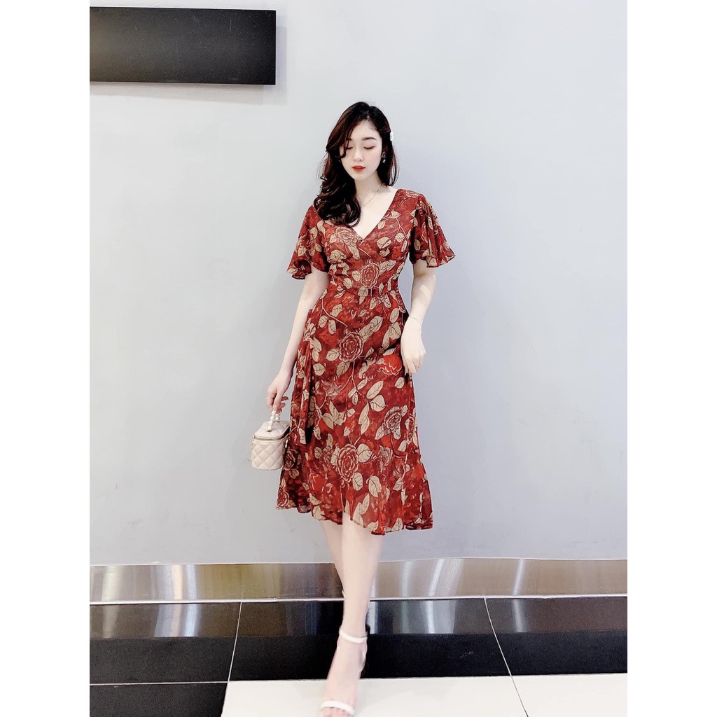 VÁY VOAN XÒE LÁ ĐỎ 2 LỚP | BigBuy360 - bigbuy360.vn