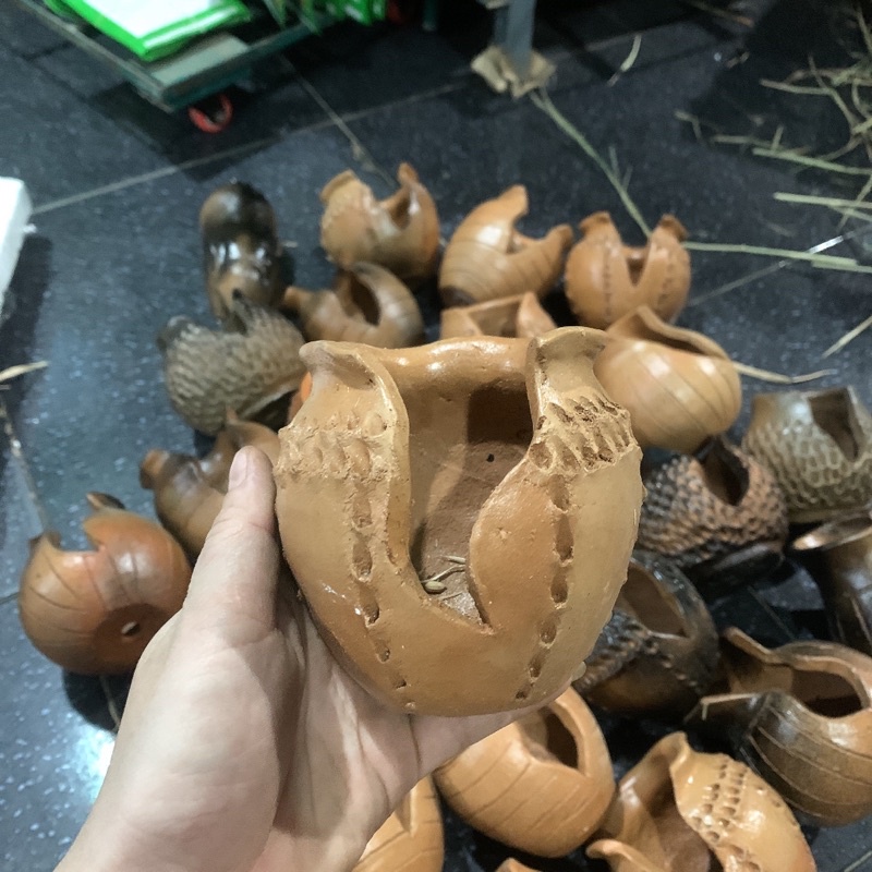 Chậu lu xẻ trồng sen đá 8-10cm