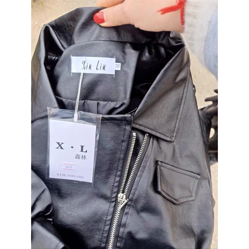 Áo khoác da liền đai thắt hàng QCCC