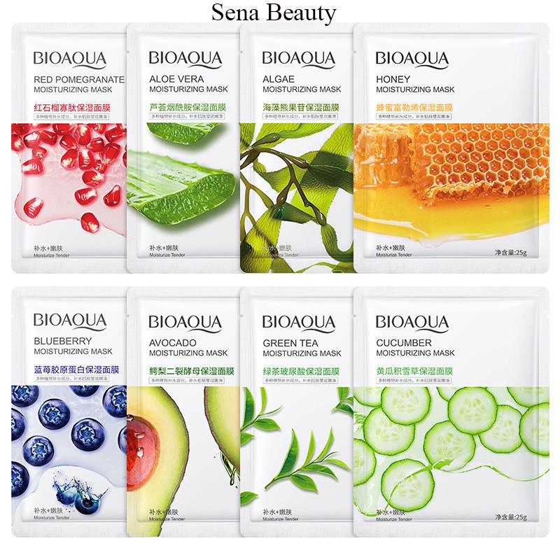 Combo 8 miếng mặt nạ dưỡng ẩm Bioaqua đủ 8 vị khác nhau Sena Beauty