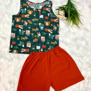 ĐỒ BỘ NGẮN TOLE MẶC NHÀ - thỏ xanh quần cam