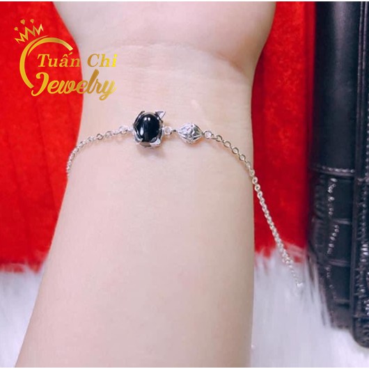 Lắc Tay Nữ  FREESHIP Vòng Tay Hồ Ly Bạc Dành Cho Nữ ,Bạc Ta Chuẩn Đẹp Kết Hợp Đá Phong Thủy Theo Mệnh