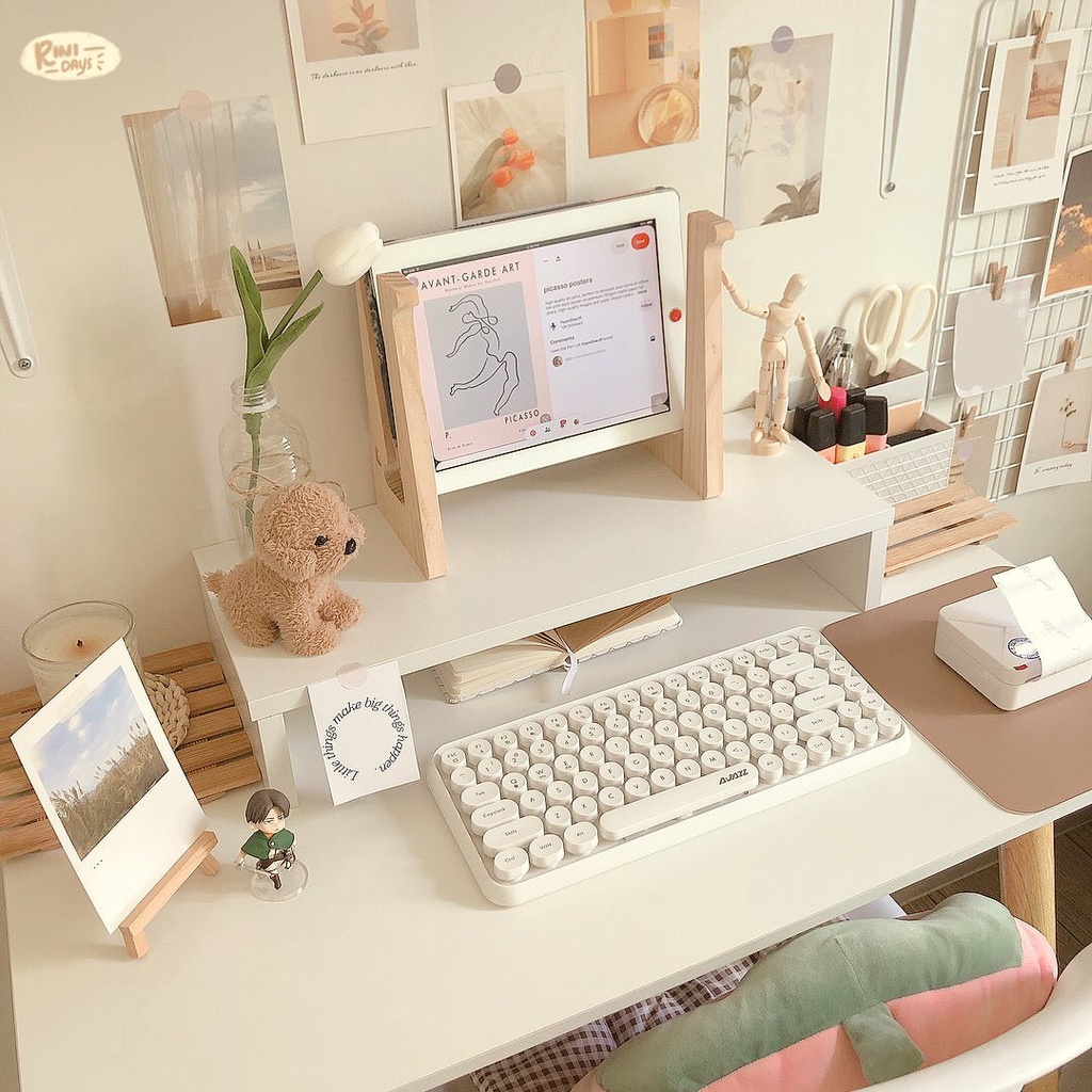 Giá đỡ Laptop, bàn Laptop bằng gỗ size to - kệ đựng đồ, bàn phím phù hợp làm decor bàn học