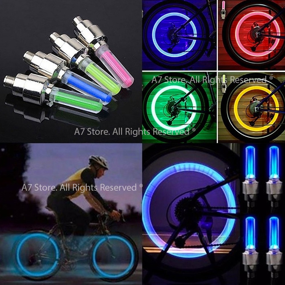 Cặp Đèn Led Phát Sáng Gắn Chân Van Xe Máy, Xe Đạp