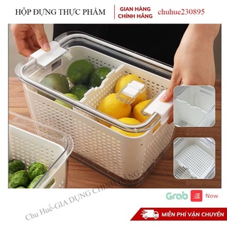 Hộp đựng thực phẩm tủ lạnh 2 lớp, hộp chia ngăn bảo quản rau củ giúp tươi lâu hơn trong tủ lạnh
