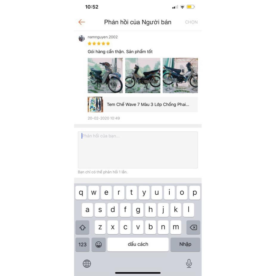 Tem Chế Wave 7 Màu 3 Lớp Chống Phai Mã 0178