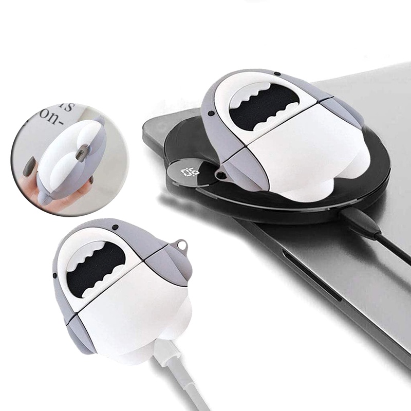 Dễ Thương Vỏ Bảo Vệ Hộp Sạc Tai Nghe Airpods 1 / 2 / 3 Hình Cá Mập Hoạt Hình Đáng Yêu