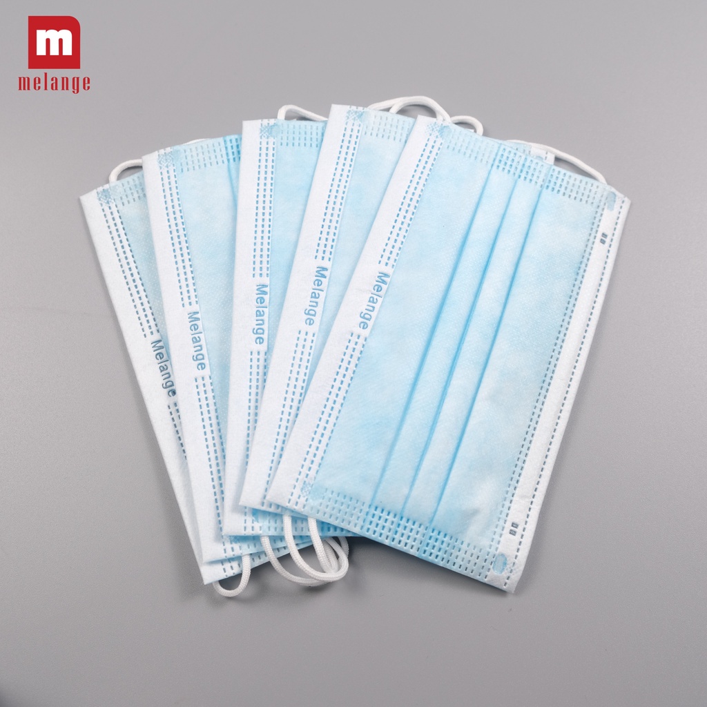 Khẩu trang y tế 4 lớp Melange kháng khuẩn hai màu xám và xanh