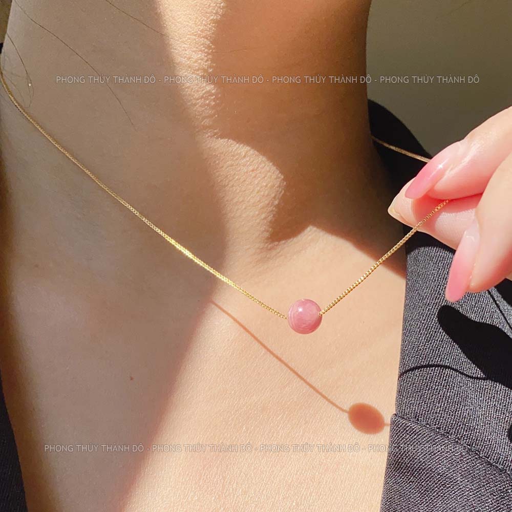 Bộ Dây Chuyền Đào Hoa Tự Nhiên, Size Hạt 8mm - Cầu Tình Duyên, May Mắn, Công Việc Hanh Thông - Phong Thủy Thành Đô