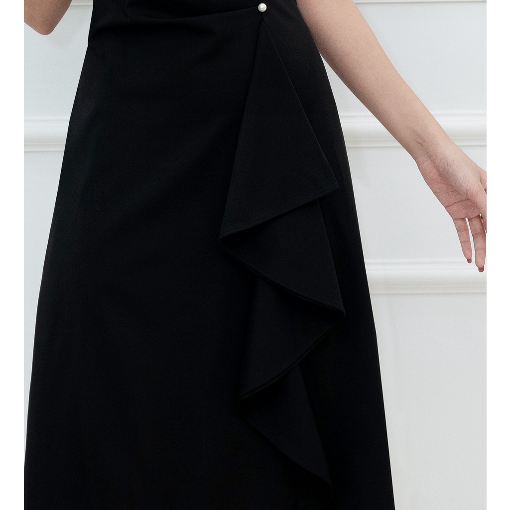 GOTI - Đầm Suông Chữ A Dự Tiệc Trung Niên Nữ Cao Cấp Màu Đen, Đỏ Vải Thun Co Giãn BigSize Cho Mẹ U40 U50 3321