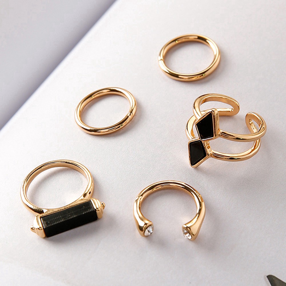 Bộ 5 nhẫn thời trang nữ kiểu dáng giản dị quý phái màu sắc sang trọng