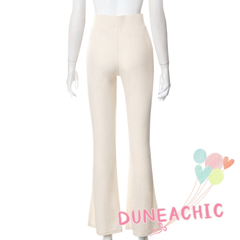 DUNEA Quần dài ống loe lưng cao thời trang quyến rũ cho nữ