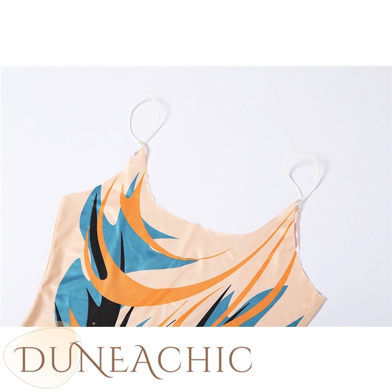 DUNEA Đầm Hai Dây Hở Lưng Cắt Thấp Thời Trang Cho Nữ