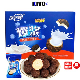 Bánh Socola Nhân Chảy 3 Lớp Bọc Oreo Hộp 208g - Đồ Ăn Vặt Nội Địa Bánh Kẹo Bi Phủ Oreo Nhân Sữa - Kivo