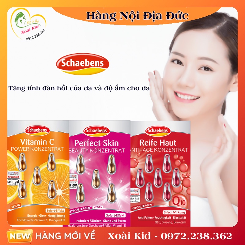 [auth] Viên nang dưỡng trắng da, chống nhăn Schaebens – Nội địa Đức Đủ Bill [Hot]