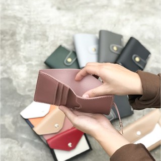 Ví da nhỏ cầm tay nhiều màu đựng thẻ đựng tiền có cúc - VuVer